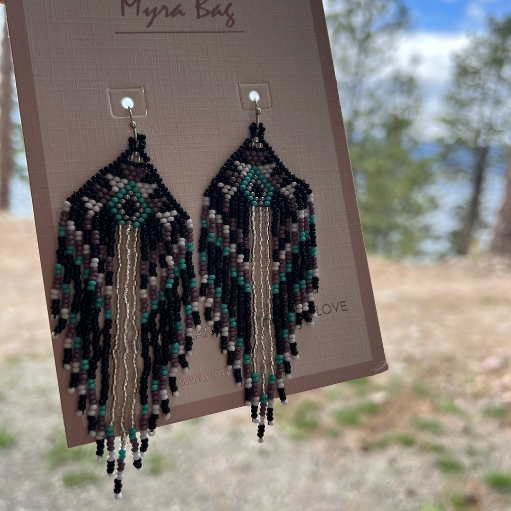 New! Gorgeous Gold Beaded tassel boho western tribal earrings jewelry turquoise - Picture 6 of 7